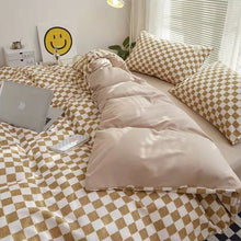 Luxurious Nordic Style Cotton Checkerboard Duvet Cover Set