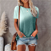 Women's Short Sleeve Two Tone Summer T Shirt With Pocket