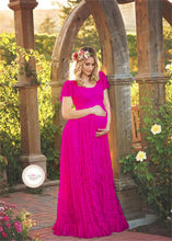 Women's Long Lace Romantic Portrait Maternity Dress