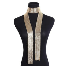 Beautiful Long Draping Metallic Choker Collar Necklace - Classy Stores Online