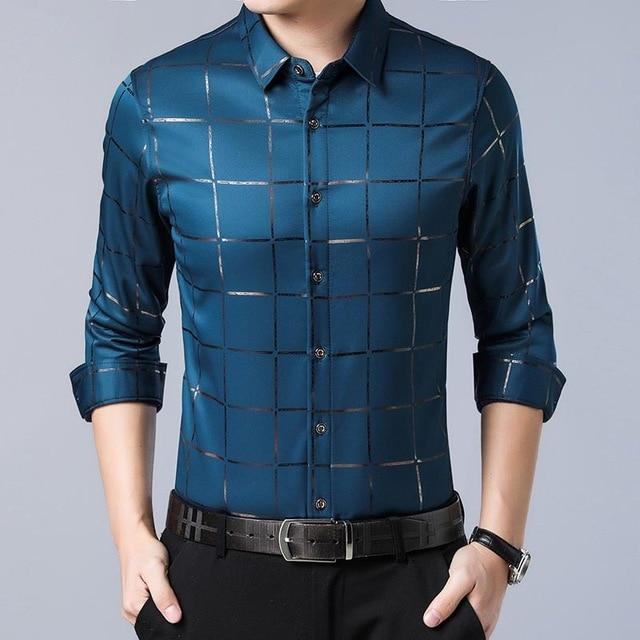 Men's Luxury Plaid Long Sleeve Slim Fit Shirt - Classy Stores Online