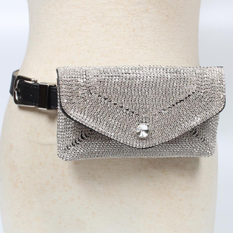 Women's Dazzling Rhinestone Fanny Pack Belt Bag Clutch With Detachable Belt - Classy Stores Online