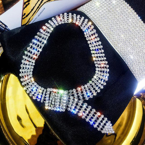 Full Fashion Sparkly Bijoux Rhinestone Choker Necklace - Classy Stores Online