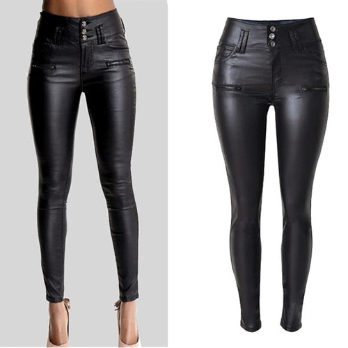 Women's High Waist Skinny Stretch Soft Faux Leather Pants - Classy Stores Online